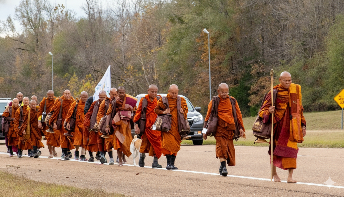 Buddhist Monks Walk To DC